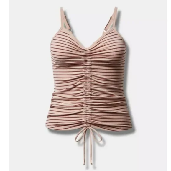 Torrid Striped Ruched Pink Top - Picture 4 of 7